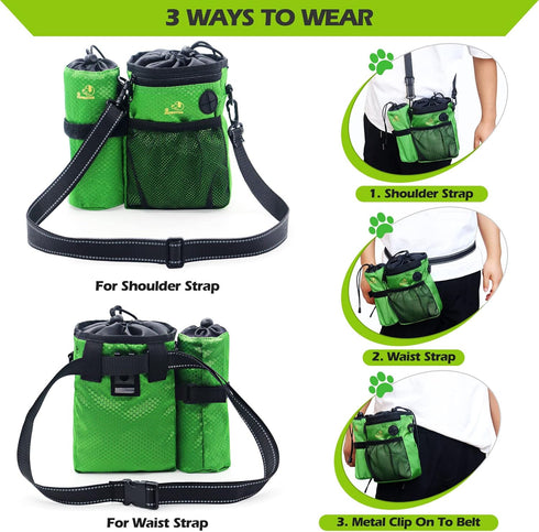 POPMISOLER Dog Treat Training Pouch for Dog Training with Poop Bag Dispenser and Multiple Pockets, Dog Walking Bag Adjustable Waist Belt Clip Shou...