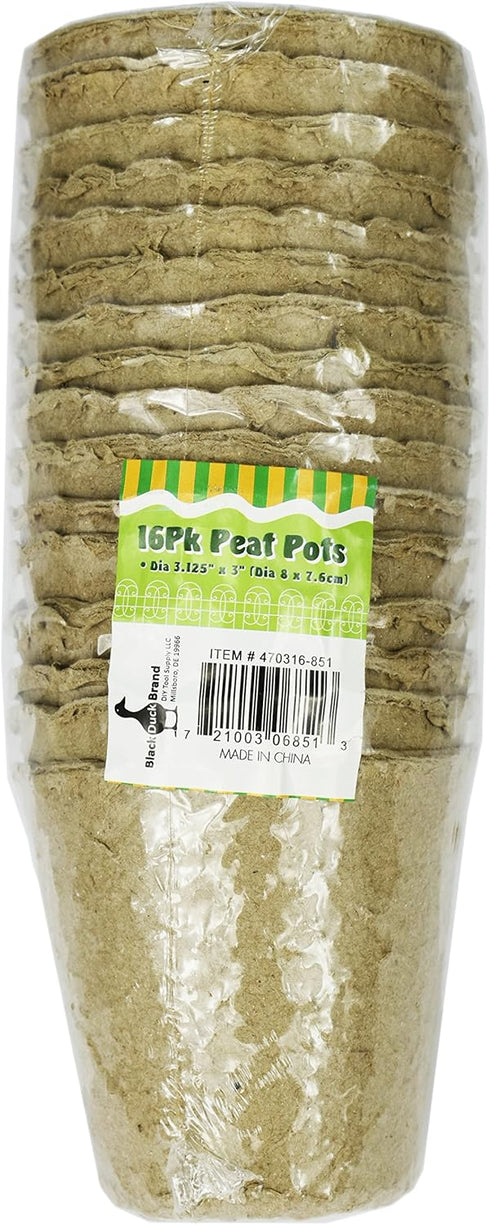 Set of 16 Biodegradable Eco Friendly Peat Pots! 3.125" Diameter x 3" - Recycled Non Bleached Peat Pots Perfect for Seed Germination! No Transplant...