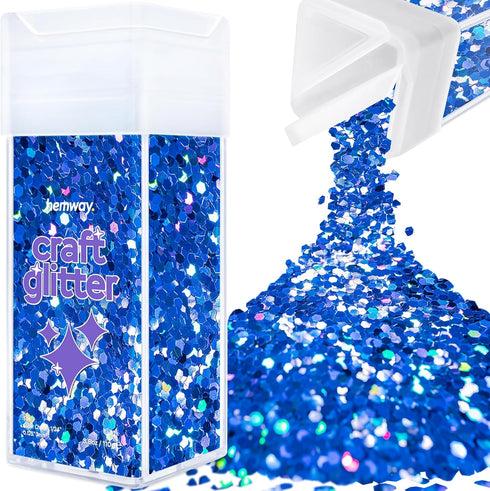 Hemway Premium Craft Glitter Shaker - Sapphire Blue Holographic | 110g Super Chunky Metallic Flake for Resin & Epoxy Crafts | Craft Supplies for T...