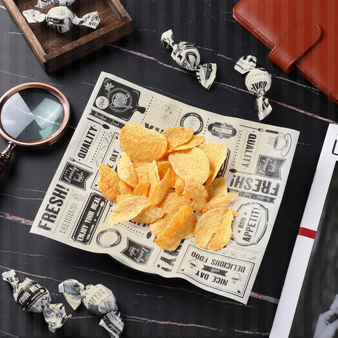 Newsprint Wax Paper Sheets Newspaper Theme Food Wrap Paper Grease Resistant Tray Liners Waterproof Wrapping Tissue Food Picnic Paper for Home Kitc...