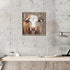 Cattle Framed Wall Art Decor: Country Wooden Farm Cow Animal Painting Rustic Farmhouse Picture Brown Calf with Wildflowers Artwork for House Guest...