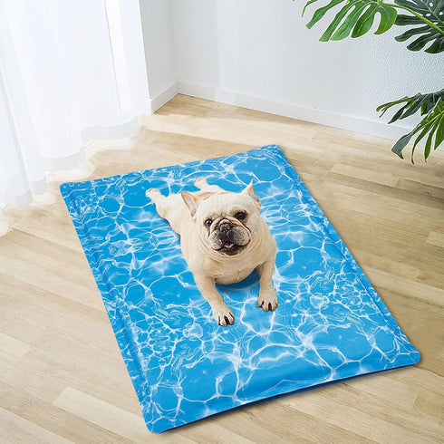 Dog Cooling Mat Water Injection Pet Cooling Pads Dogs & Cats Pet Cooling Blanket for Outdoor Car Seats Beds (Small(18IN* 20IN), Ocean Blue)...