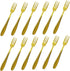 Comicfs 12-Piece Appetizer Small Forks, 5.2 Inches, Dessert Forks Stainless Steel, Gold 3-Tine Portable Cocktail Salad Fruit Forks for Party Trave...