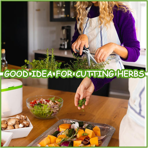 Herb Scissors, 2 Pack Herb Shears with 5 Blades and Cover, Multi Blade Kitchen Scissors for Cutting, Shredding and Cooking Cilantro Onion Salad Ga...