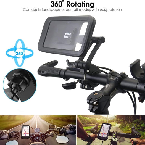 Universal Waterproof Bike Phone HolderUltraThin,360° Rotatable Touch Screen Protector iPhone,Pro Max,XS,Suitable for Smartphones Up to 6.8" Ideal ...