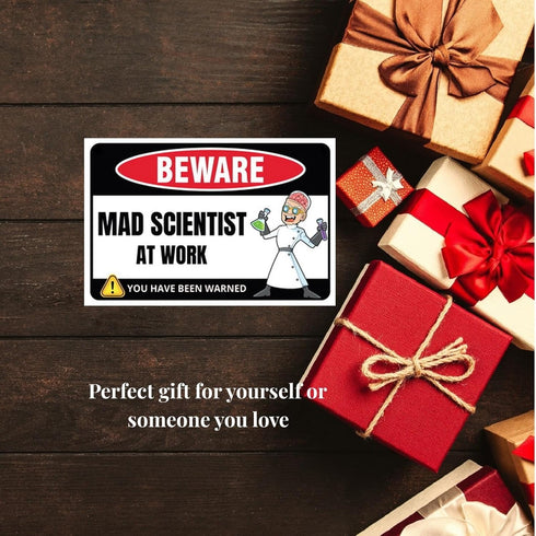 Funny Beware of Dog Sign Private Property No Trespassing Warning Signs, Beware Mad Scinetist at Work, Yard Sign Garage Farm Garden Wall Decor Sign...