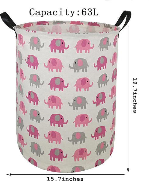 19.7 Laundry Hamper Toys Box Storage Bins Canvas Waterproof Collapsible Clothes Organizer Basket with Handle Freestanding Large Cute Light Weight ...