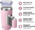 SUNWILL Travel Coffee Tumbler 20 oz, Insulated Mug with Lid, Stainless Steel Cup for Hot and Cold Drinks, Powder Coated Sakura...