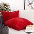 YOUR SMILE Pack of 2, Christmas Decorative New Luxury Series Merino Style Faux Fur Throw Pillow Case Cushion Cover 18" x 18"(Red)...