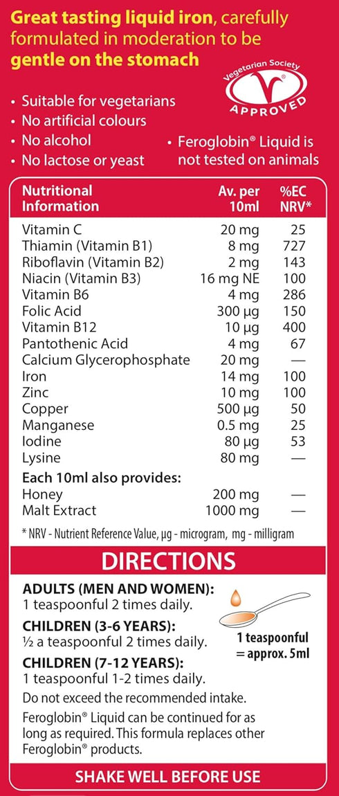 Gentle Iron and Nutrient Liquid - Reduce Tiredness and Fatigue | Maintain Health and Vitality | Natural Iron Source...