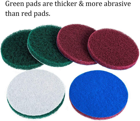 20 Pieces Scrub Pads Drill Power Brush Tile Scrubber Scouring Pads Cleaning Kit Including 2 Kinds of Abrasive Buffing Pads Replacement for Home Ki...