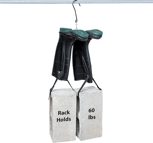 Rack'Em Wader Boot Hanger for Fishing Waders - Boots - Shoe Dryer - Footwear Storage Rack – The Snake 1 Pair Hanging Hook – Heavy Duty,Black...