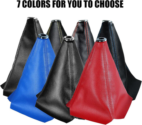 Universal Car Shift Knob dust Cover Black PU Leather Manual/Auto Shifter Shift Boots Cover (Black PU/Red Stitching)...