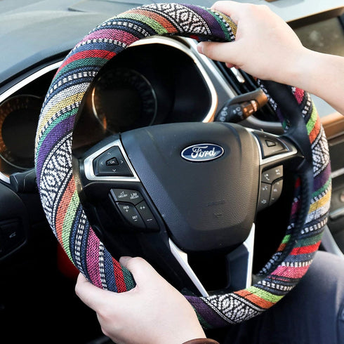 OceeK Car Steering Wheel Cover 15 inch Steering Wheel Cover for Car Cloth Steering Wheel Covers for Women Steering Wheel Cover 15 inch Universal B...