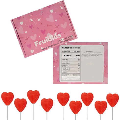 The Dreidel Company Lollipops Red Double Heart Shaped Cherry Flavored, Individually Wrapped, 12-Pack...