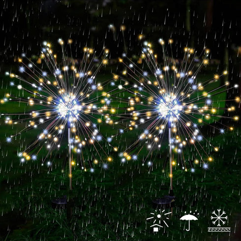 JJGoo Solar Garden Lights Solar Firework Lights, 2 Pack 120 LEDs 2 Lighting Modes Solar Lights Outdoor Waterproof for Patio Walkway Pathway Party ...