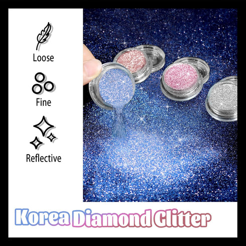 Allstarry Diamond Nail Glitter 4 Colors Sparkling Korea Reflective Glitter Diamond Dust Shiny Powder Pigment Craft Sequins Nail Supplies for Nail ...