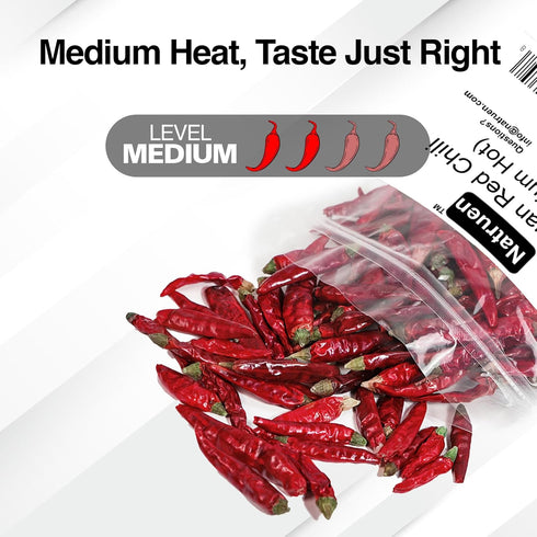 Natruen Whole Dry Szechuan Chinese Red Chili Pods 4 Oz (Medium Hot), Spicy Sichuan Dried Red Hot Chilies for Chili Oil, Paste, and Sauce...
