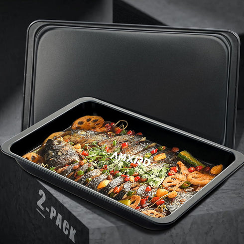 Cookie Sheet Pans, 2 Piece Nonstick Carbon Steel Baking Sheet Pans, 12 x 7.5 Inch...