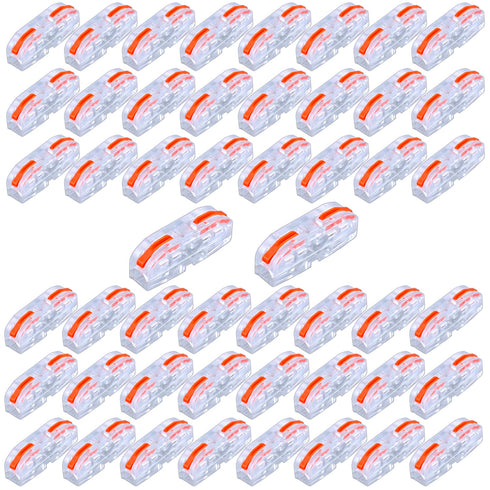 50Pcs Butt Terminals 1 to 1 Inline Electrical Lever Wire Connectors kit Compact Splicing Connector Assortment Lever Nuts Assortment Transparent Co...