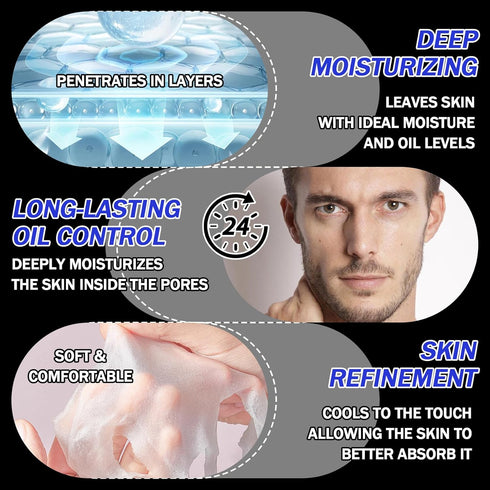 5PCS Men's Oil Control Face Mask Skincare Set,Refreshing Sheet Mask Set,Oil Control Facial Masks for Men,Moisturizing Face Mask Skin Care Set...