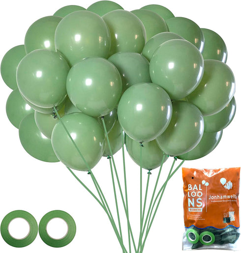Jonhamwelbor Sage green Balloons Olive Green Eucalyptus Green 100 Pack 12 inch Matte Latex Helium Balloons for Birthday Baby Shower Retro Neutral ...