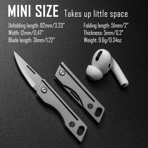 KeyUnity KK06 Mini EDC Pocket Knife, Small Titanium Folding Knife with Built-in Keychain Hole for Everyday Carry...