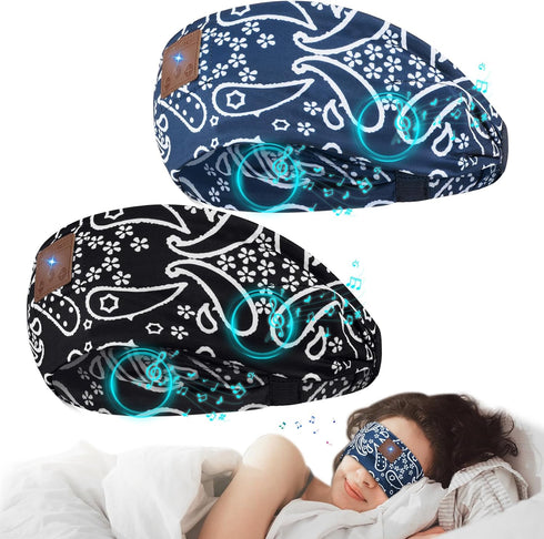 2-Pack Sleep Headphones Bluetooth Headband 2024 Headband Headphones with Thin Speakers, Bluetooth Headband for Side Sleepers, Insomnia, Sports, Wo...