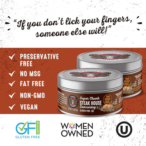 Sauce Goddess Super Chunk Steakhouse Spices and Seasonings - Steak Seasoning Solution for Meat, Chops, and More – No Sugar, No Additives, Vegan Fr...