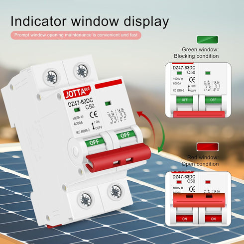 DC Miniature Circuit Breaker, 2 Pole 1000V 50 Amp Isolator for Solar PV System, Thermal Magnetic Trip, DIN Rail Mount (DC 2P 50A 2PCS)...