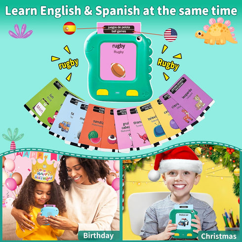 Bilingual Toddler Talking Flash Cards, 280 English & Spanish Sight Words,Kids Toddler Speech Therapy Toys for 2 3 4 5 Year Old Boys Girls,Preschoo...