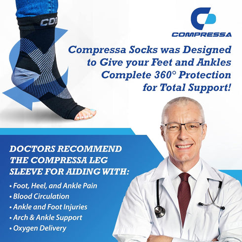 Compressa Compression Socks for Women & Men - Ankle Compression Sleeve with Premium Non-Slip Support Joint Pain, Muscle Recovery, Arthritis Relief...