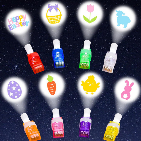Easter Basket Stuffers - 32 Pack Easter Eggs with Finger Projector Lights - Easter Toys/Gifts Prizes for Kids Teens Boys Girls - Glow in The Dark ...