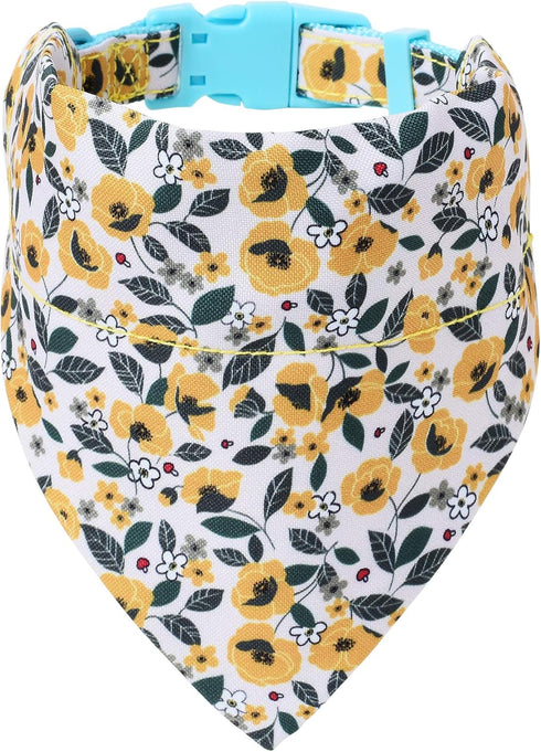 Mile High Life | Girl Dog Collars | Cute Bandana Collar | Soft Poly Cotton Fabric Collars for Small Dogs | Flower & Fruit Pattern(Bindweed, Collar...