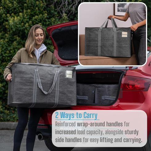 VENO 2 Pack Moving Bags, Moving Supplies, Moving Boxes, College Packing Storage Boxes with Lids Alternative, Heavy Duty Totes, Extra Large, Sturdy...