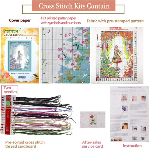 Printed Cross Stitch Kits 11CT 15X19 inch 100% Cotton Holiday Gift DIY Embroidery Starter Kits Easy Patterns Embroidery for Girls Crafts DMC Stamp...