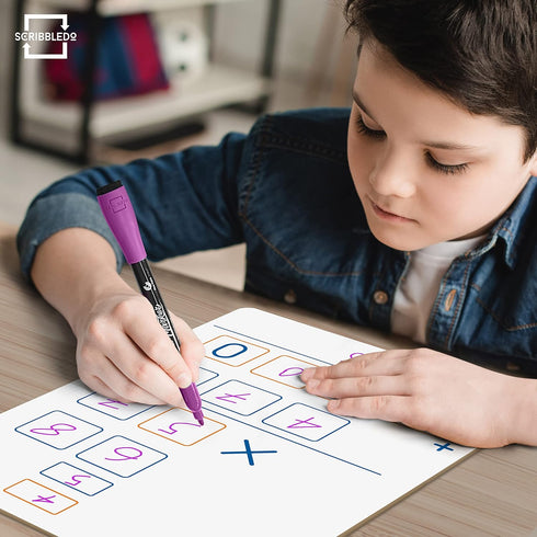 SCRIBBLEDO Dry Erase Long Multiplication Board 9"x12" Double Sided Practice Whiteboard with 2x1 & 2x2 Digit Multiplication for Home, School, Class...