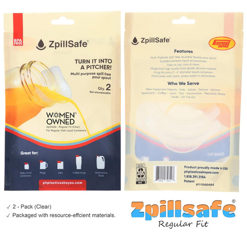ZpillSafe® Regular Fit - Innovative Funnel for 2”- 4” Size Diameter Liquid Containers - Food Grade Silicone - Made in USA - Kitchen Gadgets (2 Pac...