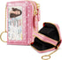 Double Zipper Credit Card Holder RFID Blocking Coin Pouch Slot Glitter Shining Leather Small Cute Card Wallet for Women with Keychain, Pink Glitte...
