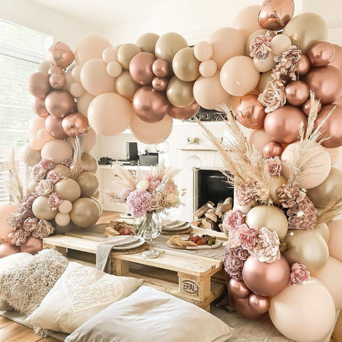 Blush Ivory Balloons Garland Double Stuffed Nude Brown Cream Balloon Pastel Beige Peach Rose Gold Boho Balloons Arch kit for Bridal Engagement Bab...