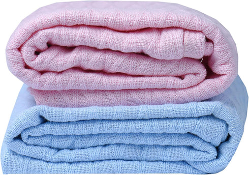 Linteum Textile (30x40 in, Blue) Toddler Baby NAP Blanket, Extra Soft 100% Cotton, Cozy & Warm, Perfect for Cuddling, Sleeping...