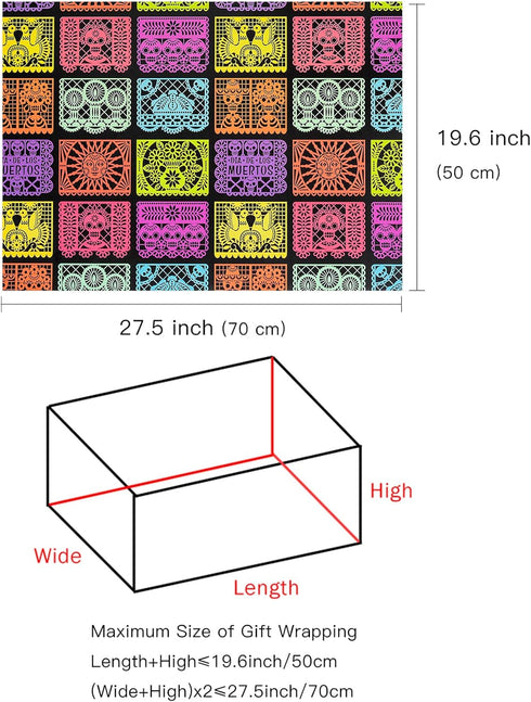 LeZakaa Holiday Wrapping Paper Sheet - 12 Sheet with 4 Different Design - Skull/Skeleton/Floral Print for Day of the Dead, Halloween - 27.5 x 19.6...