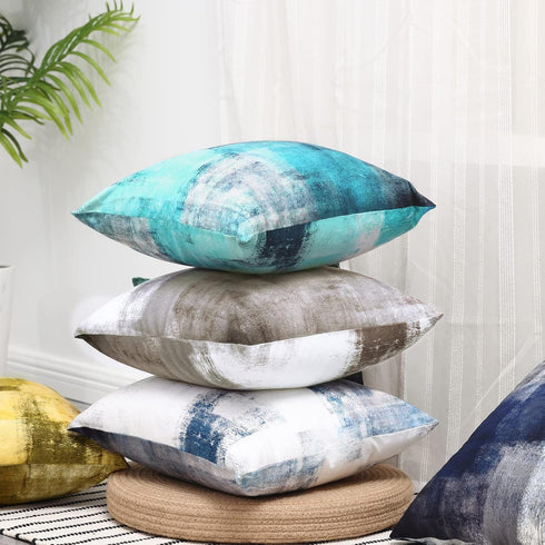 Blue and Grey Throw Pillow Covers 22x22 Teal, 2 Pack Square Decorative Pillow Cases Cushion for Farmhouse Home Decor...