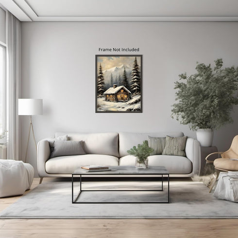 Posterizer 1 pcs-old farm house in snowy winter nature-in oil painting style-17-Landscape & Nature Art-Living Room Bedroom Decor- unframed wall ar...