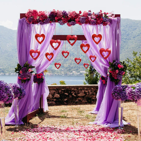 JOZON 40 Pieces Valentine's Day Glitter Heart Foil Hanging Decorations Red Hearts Hanging Ornaments Party Supplies for Indoor Outdoor Valentines B...