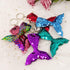 Honbay 6PCS Glitter Reversible Sequins Mermaid Tails Keychains Party Favors for Mermaid Themed Party...
