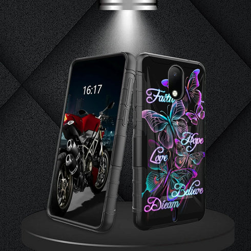 for Cricket Debut Case, AT&T Calypso 2 (U319AA) Case with Tempered Glass Screen Protector Heavy Duty Built-in Kickstand Shockproof Phone Case for ...