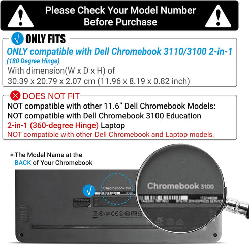 IBENZER Hexpact Case for Dell Clamshell Chromebook 3120 3110 3100 11 inch, Heavy Duty Snap on Rugged Protective Cover for K-12 Students, Education...