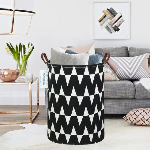 LANGYASHAN Laundry Basket Canvas Fabric Collapsible Organizer Basket for Storage Bin Toy Bins Gift Baskets Bedroom Clothes Children Nursery Hamper...