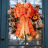 Iceyyyy Extra Large Fall Wreath Gift Bow -18.8x10.6inch Orange Buffalo Plaid Check Wreath Bow Swag Bow Thanksgiving Wreath Pre-Tied Bow For Fall, ...